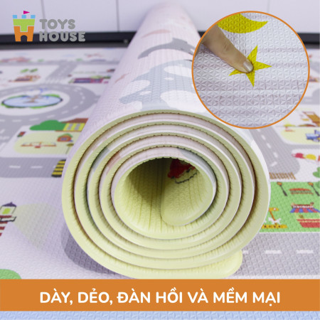 Thảm trải sàn Silicon 2 mặt chống trơn trượt cho bé Toys House 140*200*1cm NACH-4507 - Hình mây và chữ cái