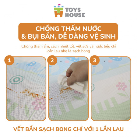 Thảm trải sàn Silicon 2 mặt chống trơn trượt cho bé Toys House 140*200*1cm NACH-4507 - Hình mây và chữ cái