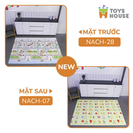 Thảm trải sàn Silicon 2 mặt chống trơn trượt cho bé Toys House 140*200*1cm NACH-4507 - Hình mây và chữ cái
