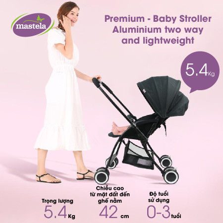 Xe đẩy 2 chiều SIÊU NHẸ, CHỐNG TIA UV Mastela  Premium T05S (màu nâu)